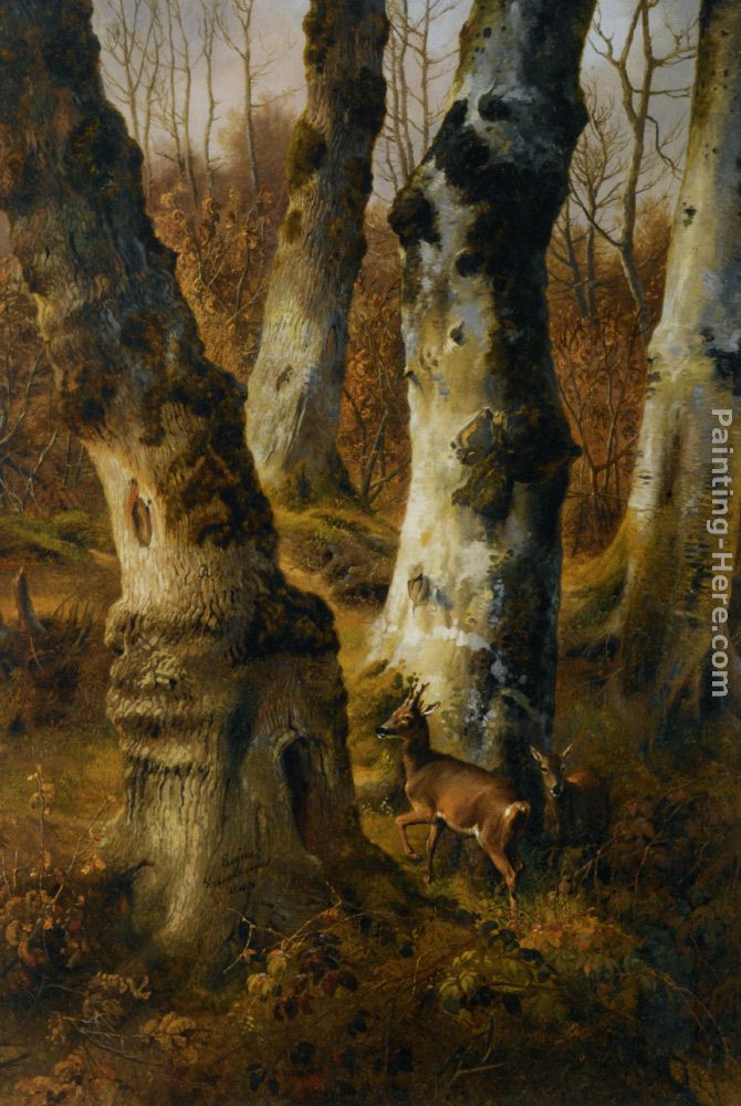 Deer in a Wood painting - Eugene Verboeckhoven Deer in a Wood art painting